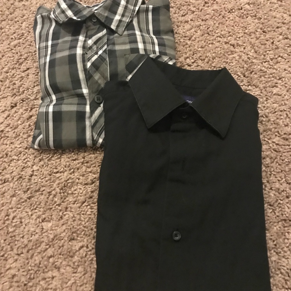 2 boys button down shirts.